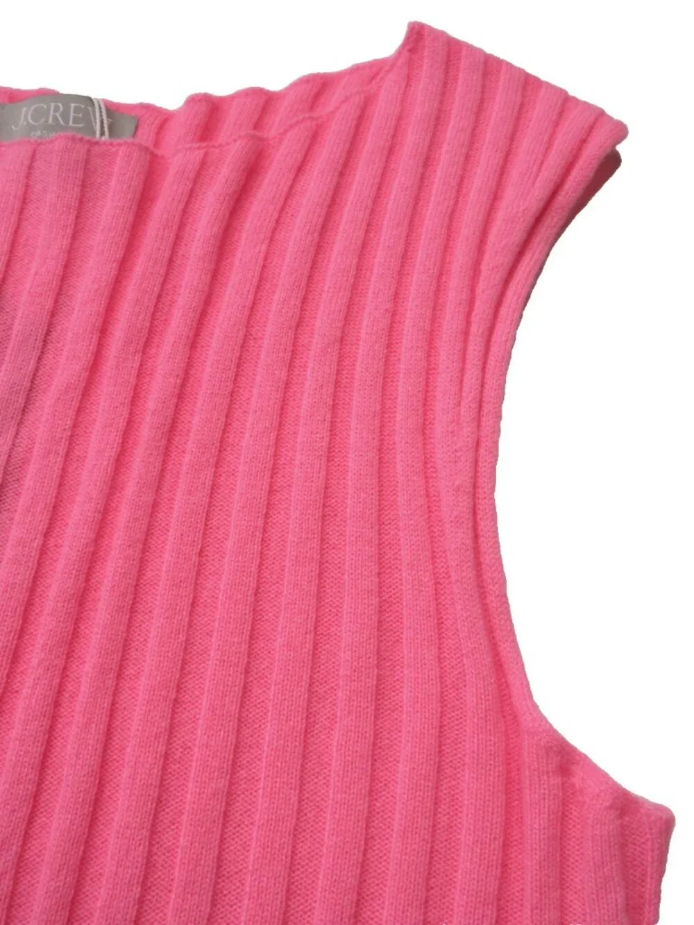NWT J.Crew Wide-rib Cashmere Sweater Shell in Neon Capri Pink Knit S
